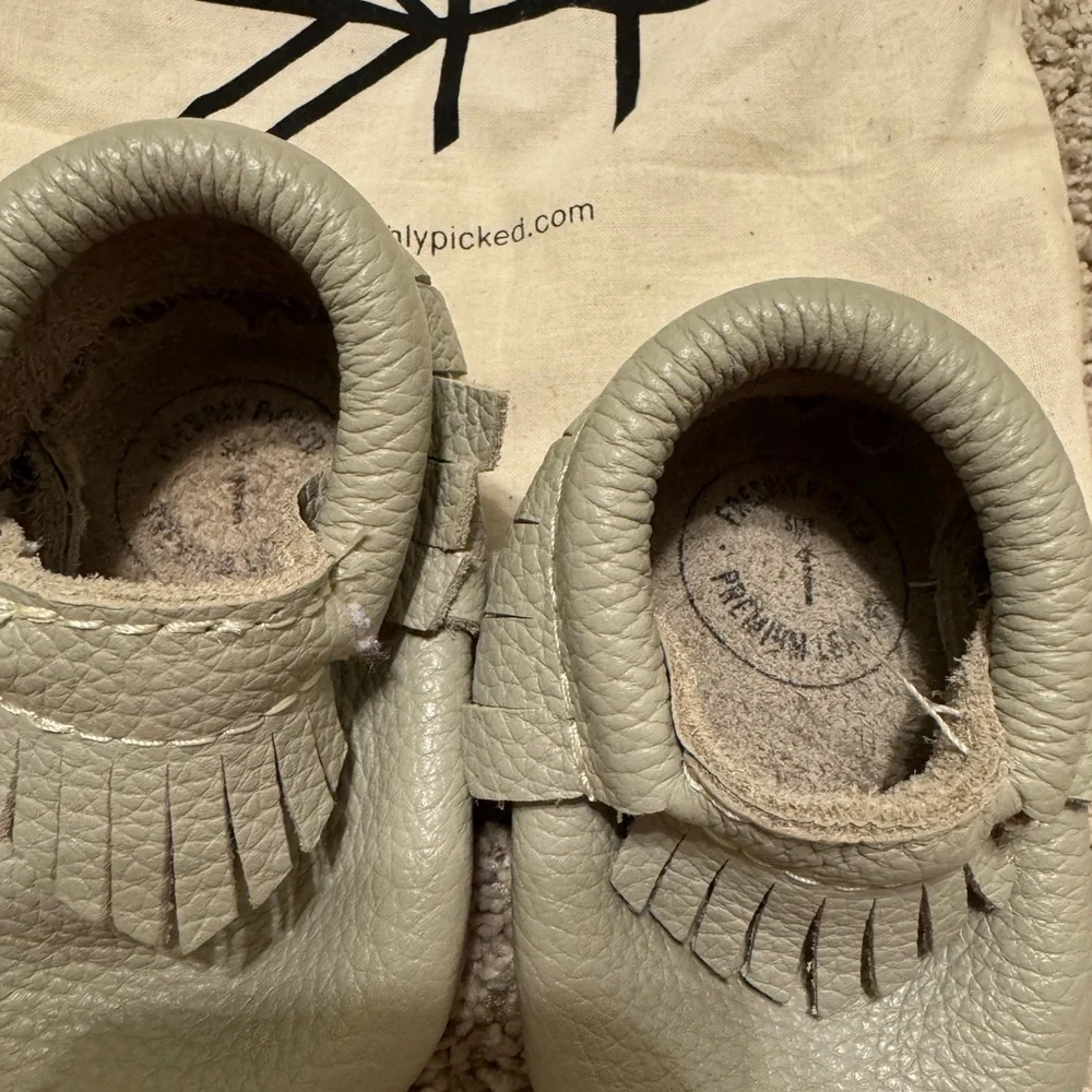 Freshly Picked Gray Moccasins with Fringe Detail